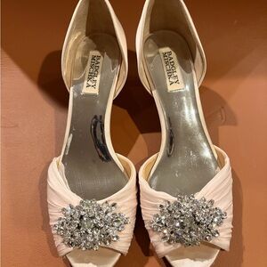 Badgley Mischka Blush Heels with Crystal Embellishments
